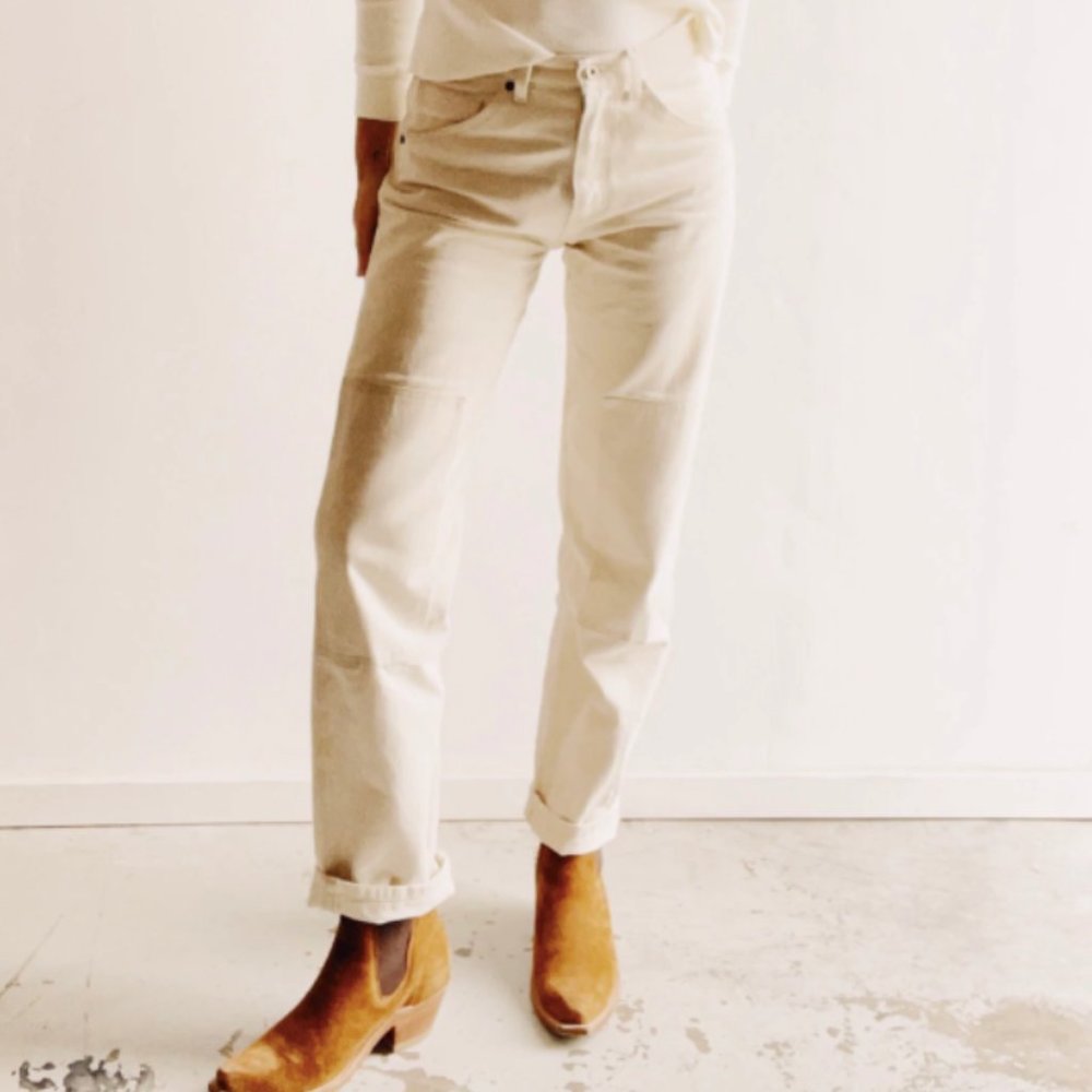 Hey Gang Knee Patch Jeans Natural - Size 32 NWT